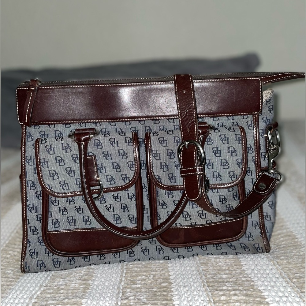 Dooney & Bourke Brown and Gray Monogram Satchel